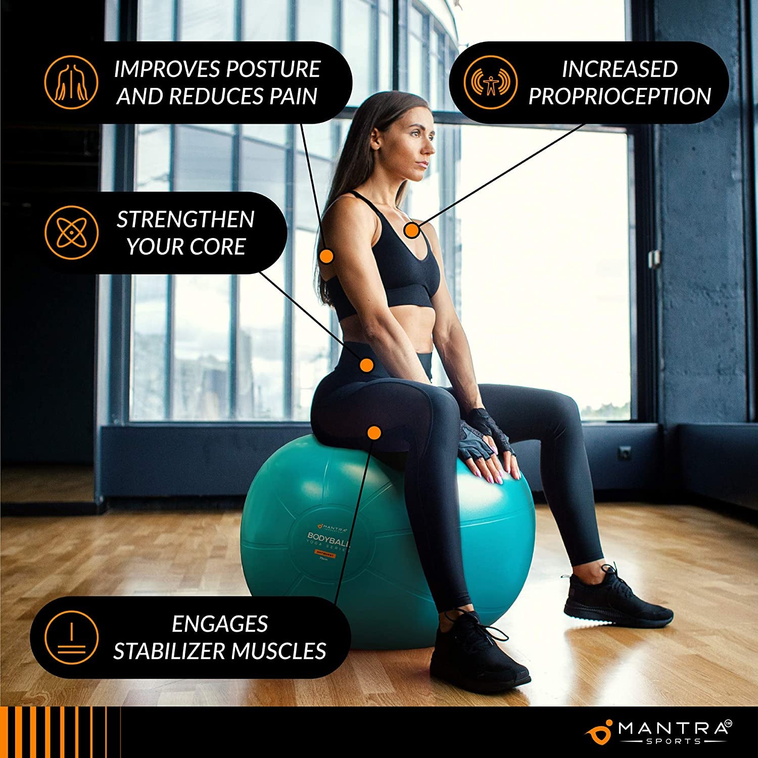 Exercise Ball – Yoga Ball for Pilates & Fitness - Birthing for Pregnancy, Stability, Core, Balance, Therapy for Physical Rehab, Workout for Home Gym & Office Chair, Fast Pump Included