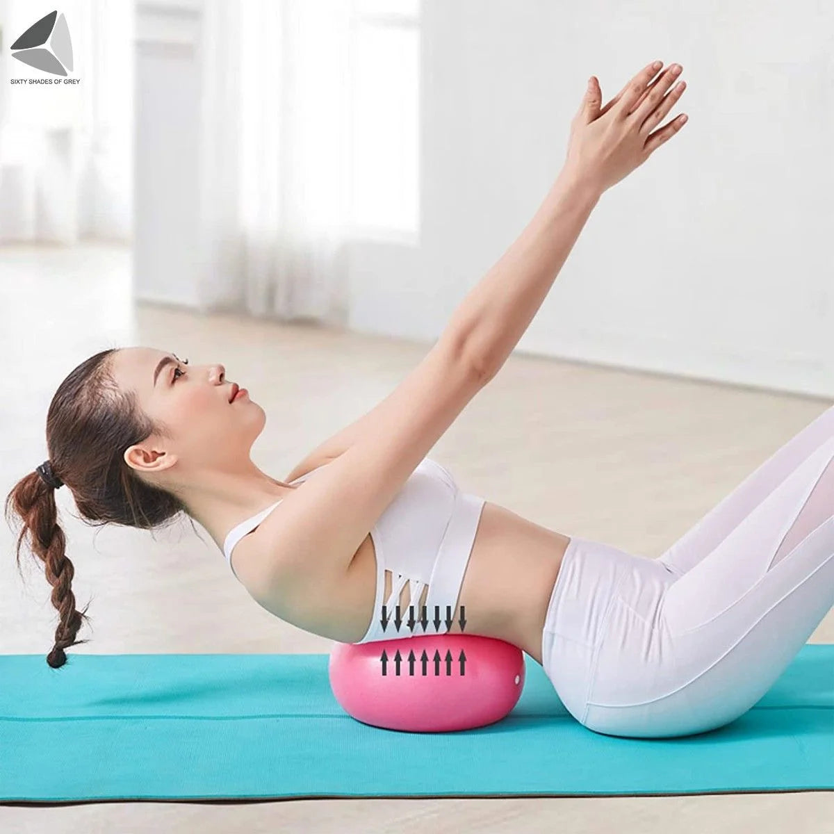 9.84 Inch Pilates Exercise Ball, anti Burst Mini Bender Ball with Inflatable Straw for for Stability, Barre, Pilates, Yoga, Core Training and Physical Therapy (Blue)
