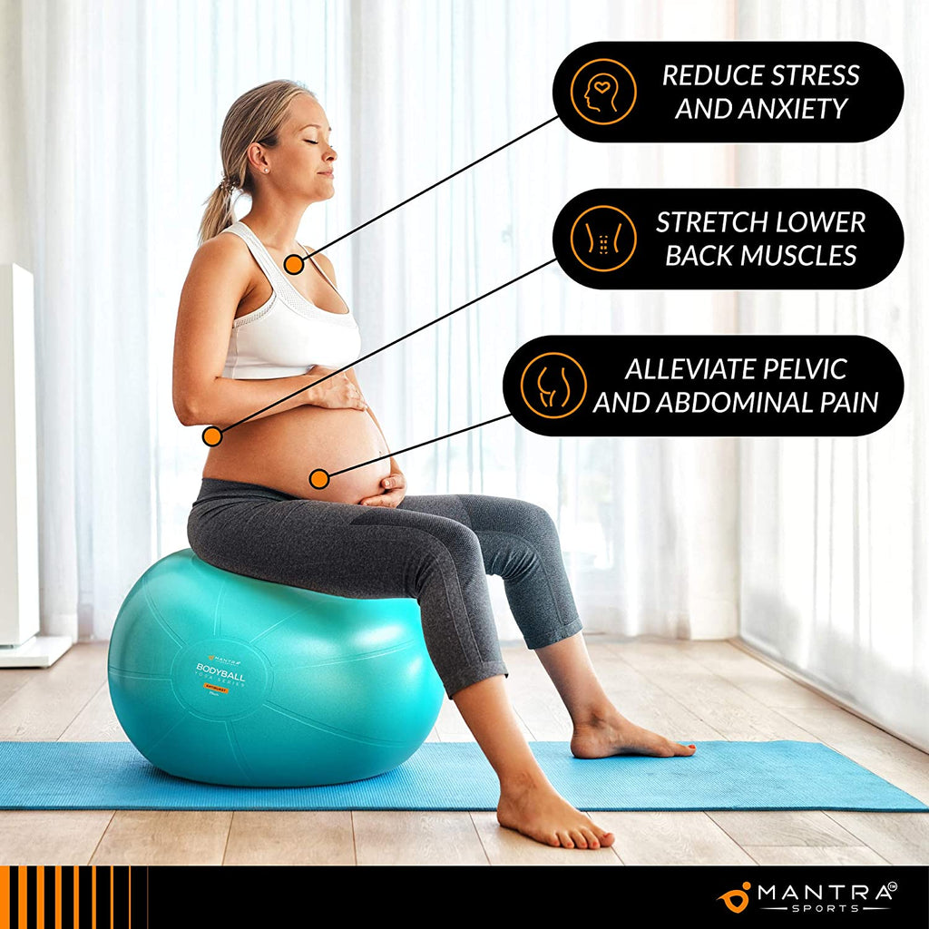 Exercise Ball – Yoga Ball for Pilates & Fitness - Birthing for Pregnancy, Stability, Core, Balance, Therapy for Physical Rehab, Workout for Home Gym & Office Chair, Fast Pump Included